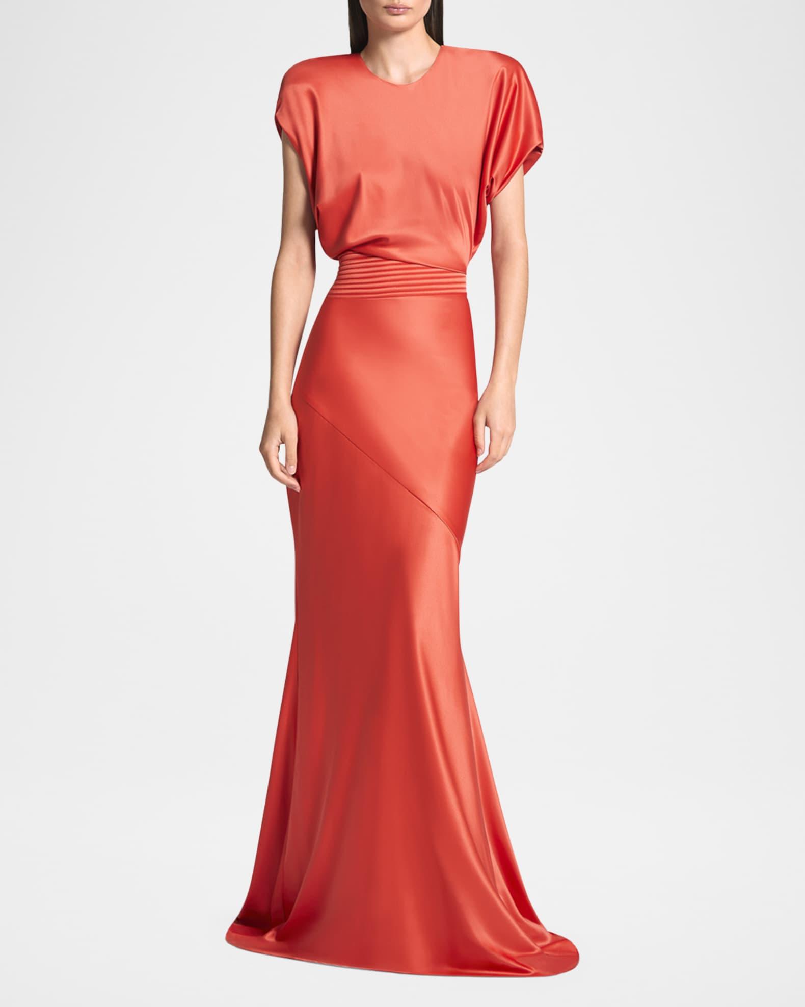 Bond Draped Stretch Satin Mermaid Gown Product Image