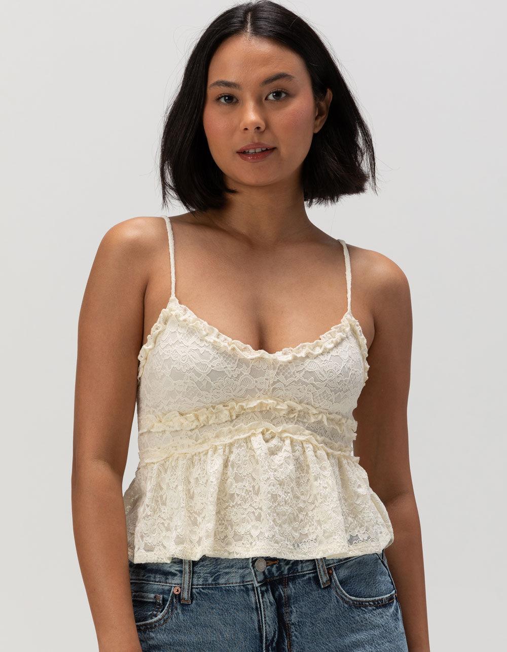 RSQ Womens Lace Ruffle Cami - IVORY Product Image