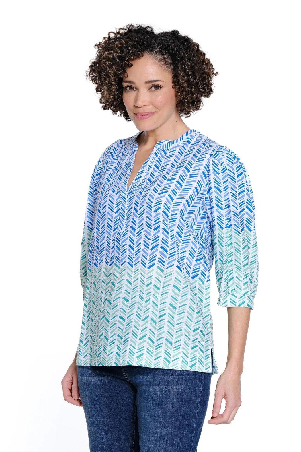 Printed Split Neck Top Product Image