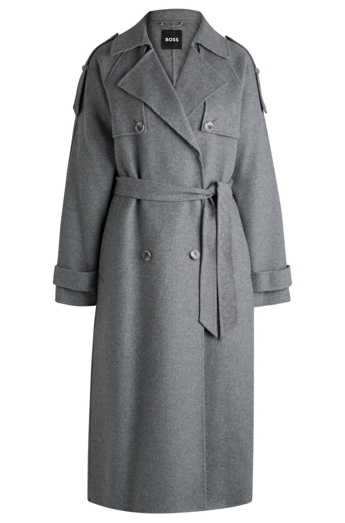 BOSS - Belted trench coat in a wool blend - Silver Product Image