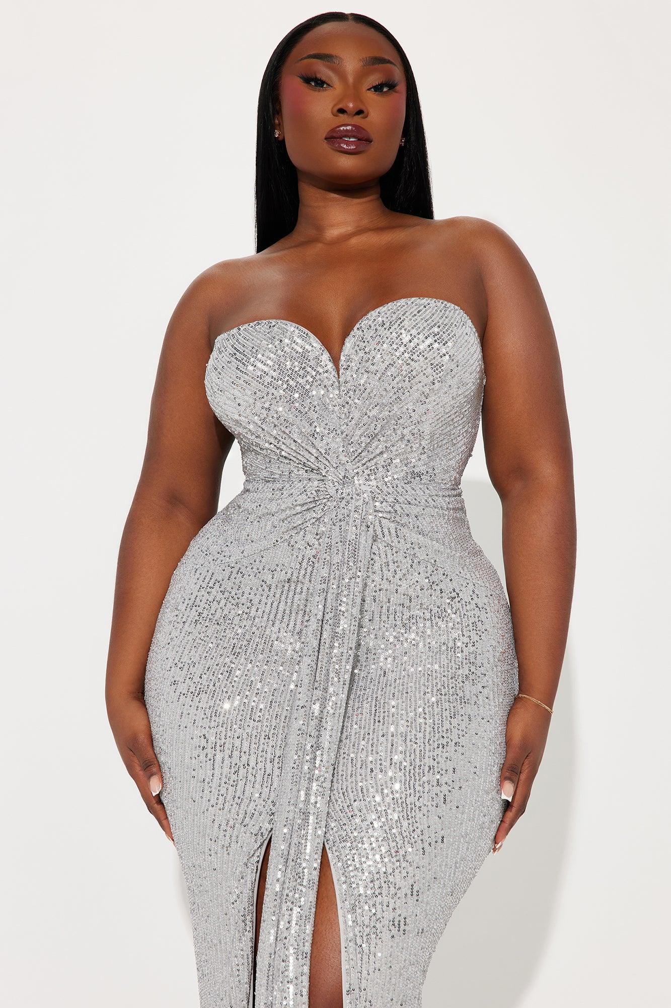 Celeste Sequin Maxi Dress - Silver Product Image