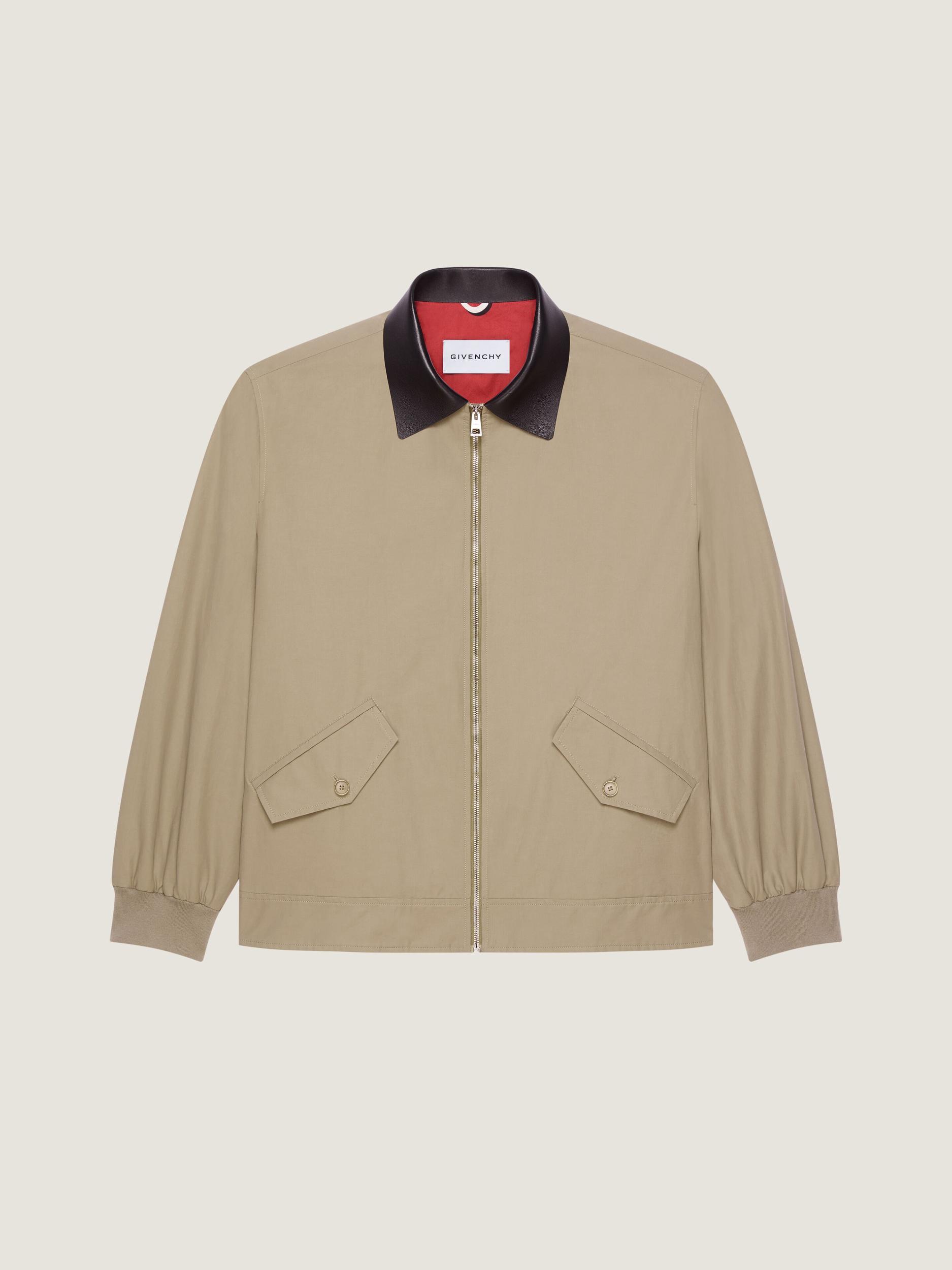 Harrington in cotton with leather details Product Image