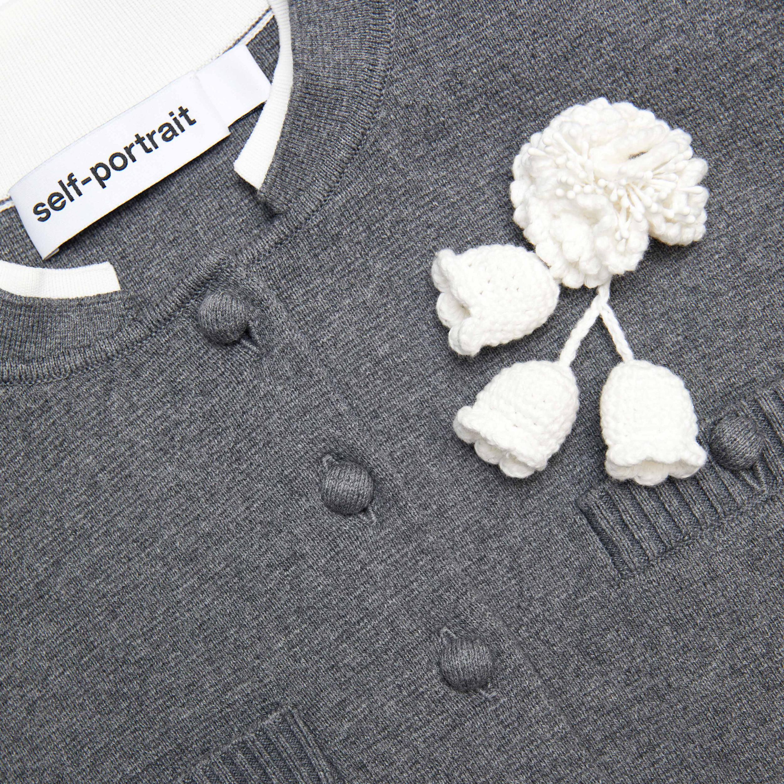 Grey Crochet Flower Cardigan Product Image