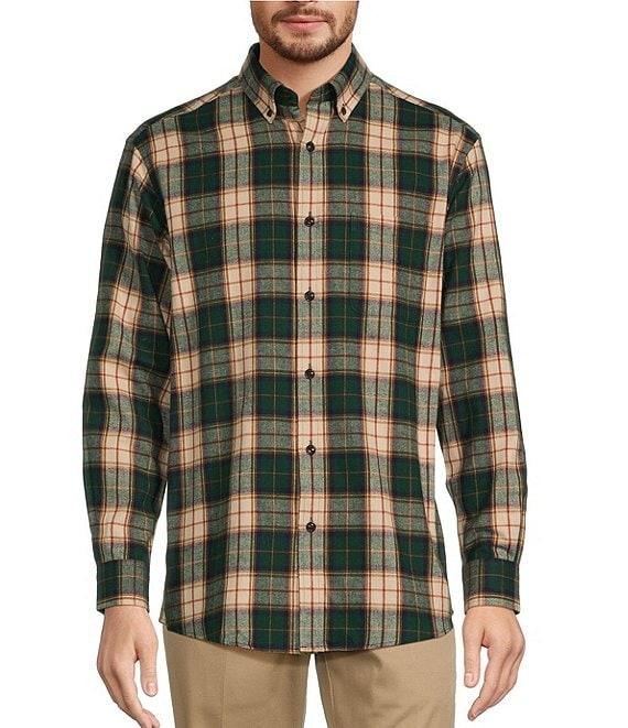 Roundtree & Yorke Long Sleeve Medium Plaid Portuguese Flannel Sport Shirt Product Image