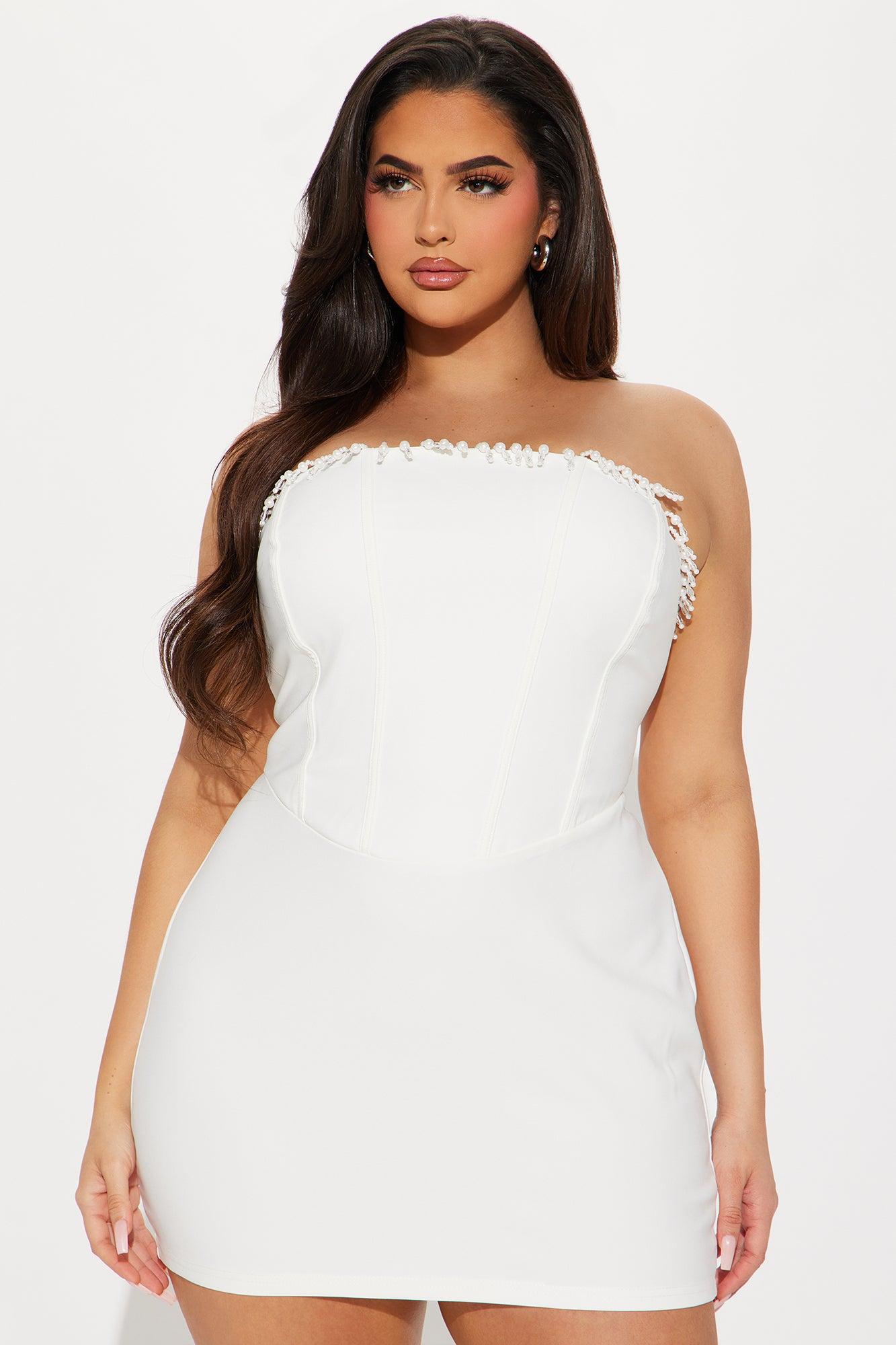 Opulent Ivory Micro Mini Dress - White Product Image