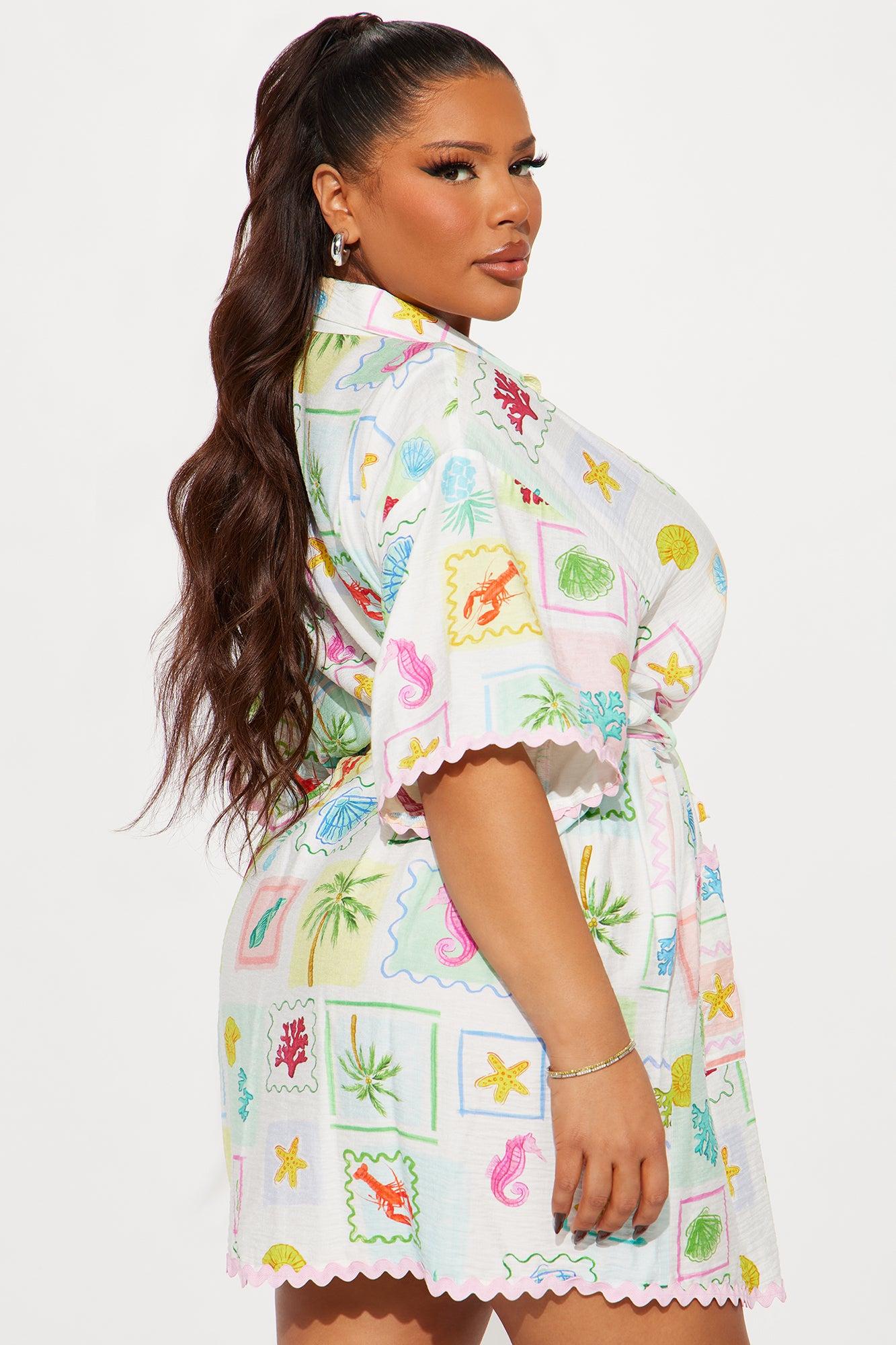 By The Shore Shirt Mini Dress - Multi Color Product Image