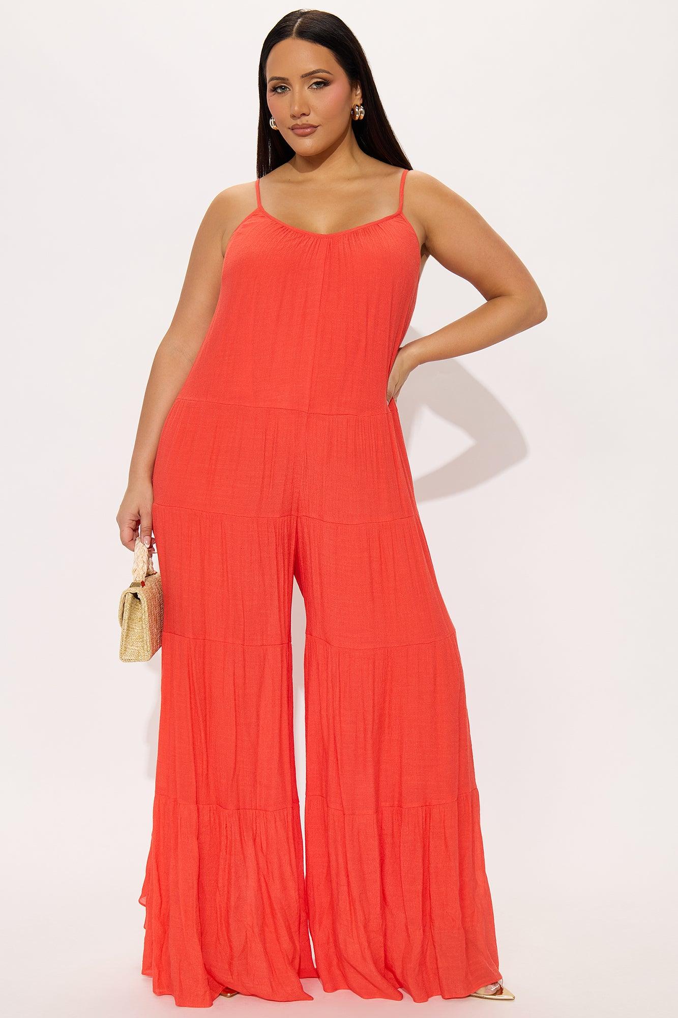 Never Listen Wide Leg Jumpsuit - Orange Female Product Image