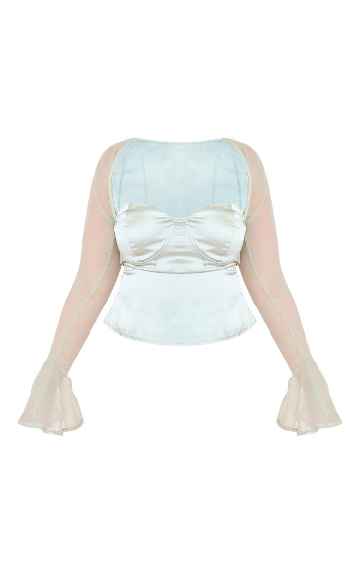 Plus Mint Satin Top With Mesh Bolero Product Image