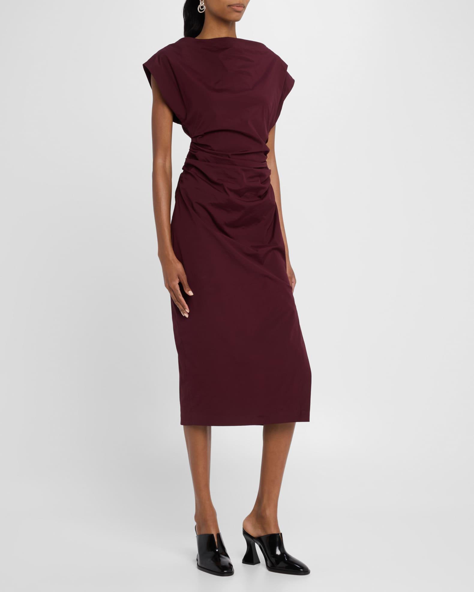 Nara Gathered Short-Sleeve Midi Dress Product Image