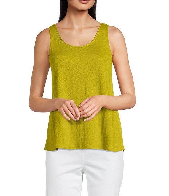 Eileen Fisher Organic Linen Jersey Scoop Neck Sleeveless Tank Product Image