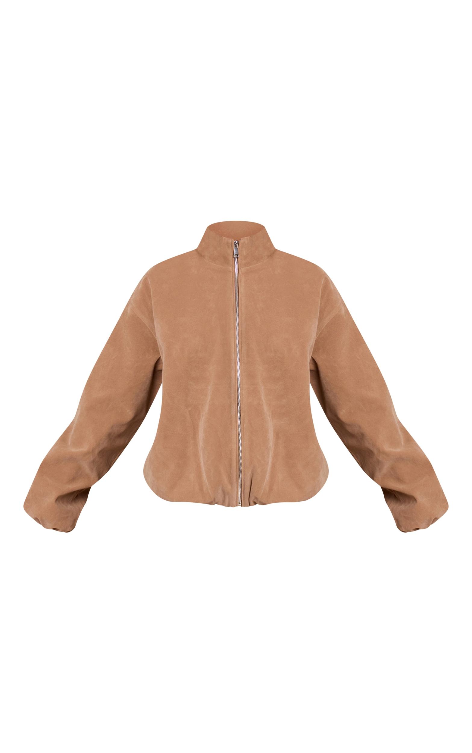  Espresso High Neck Cropped Puffer Jacket Product Image