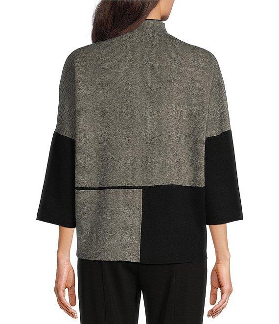 Ali Miles Color Block Knit Mock Neck 3/4 Dolman Sleeve Sweater Product Image