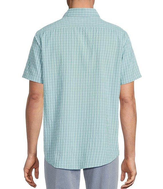Cremieux Blue Label Gingham Seersucker Performance Short Sleeve Button Front Woven Shirt Product Image