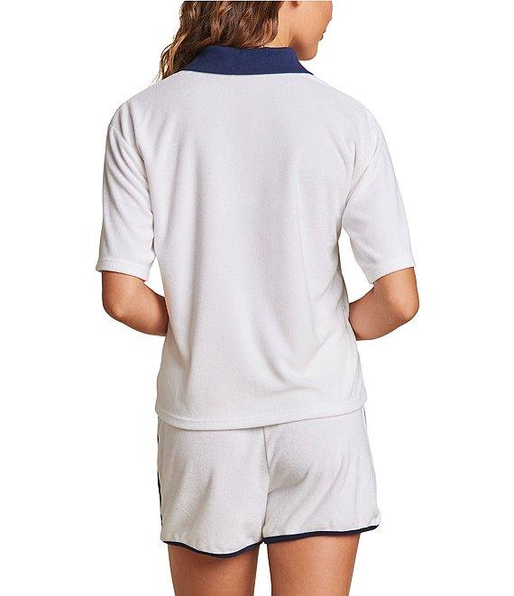 Barefoot Dreams CozyTerry® Short Sleeve Johnny Collar Coordinating Lounge Top Product Image