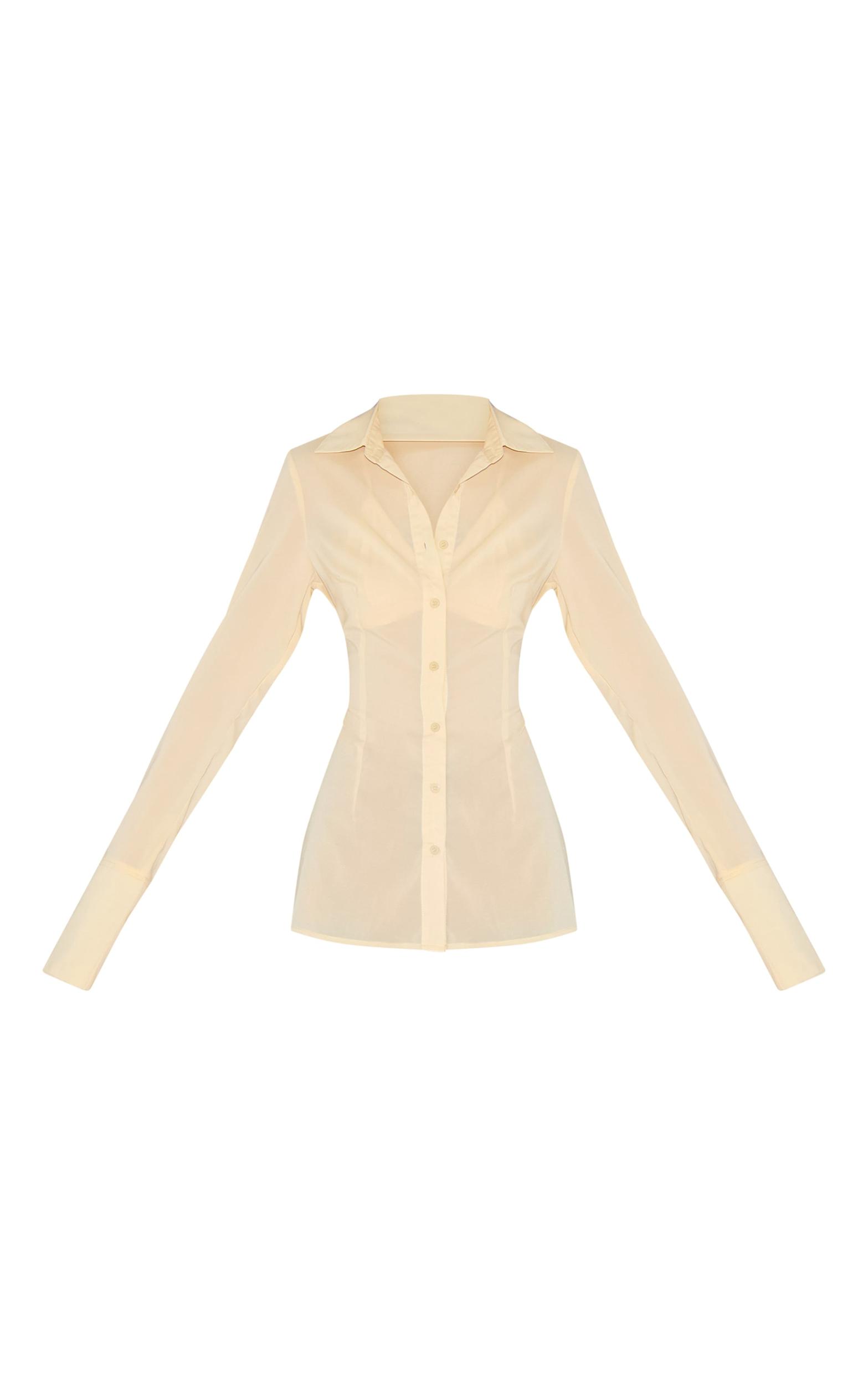 Butter Cream Chiffon Fitted Shirt Product Image