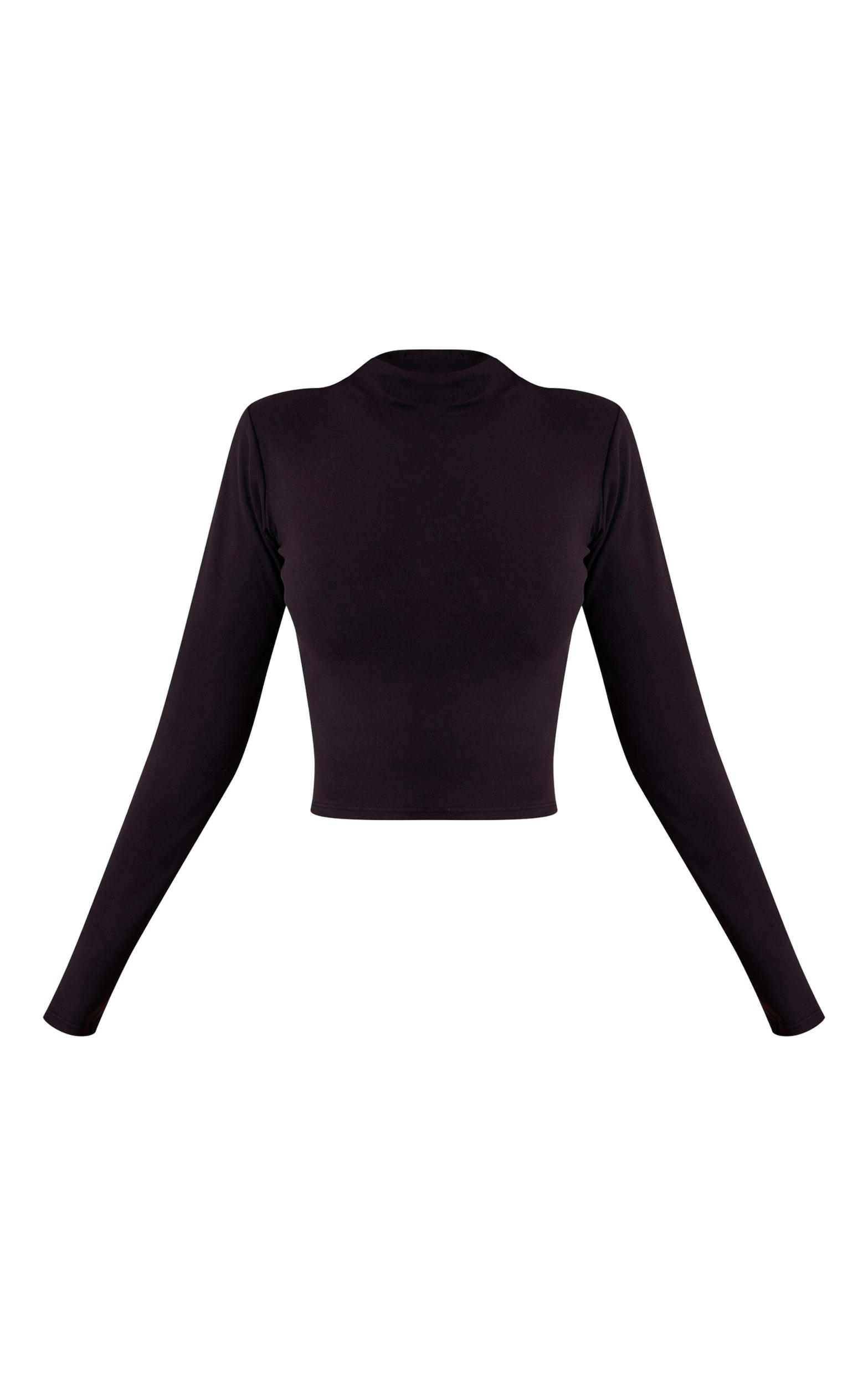 Black Plunge Scoop Neck Shirt Product Image