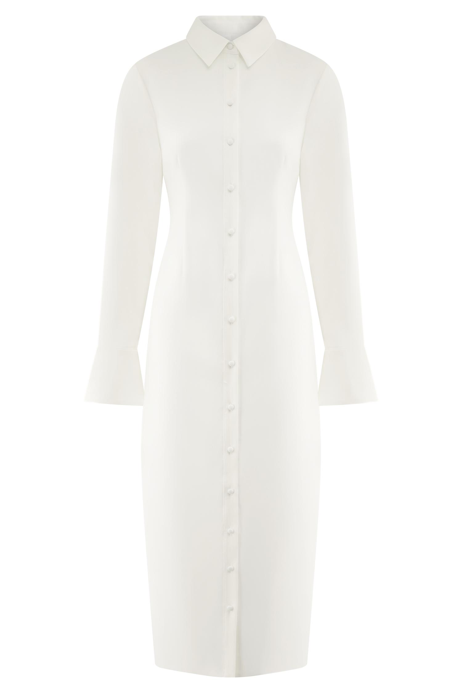 Dorian Fitted Shirt Midi Dress - White Product Image