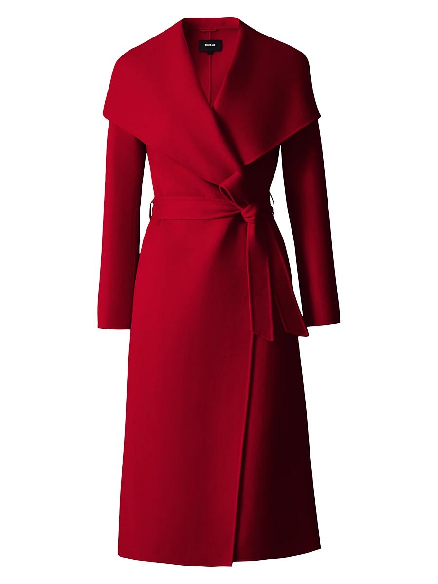 Womens Belted Light Wool Coat Product Image