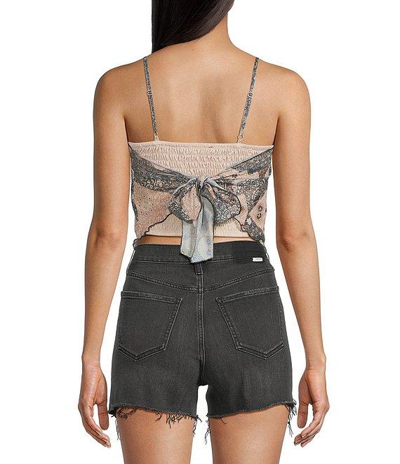 Honey & Sparkle Paisley Printed Mesh Handkerchief Hem Tank Top Product Image