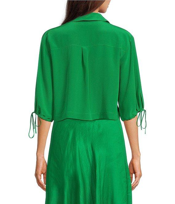 Marella Silk Shirt Collar Neck 3/4 Sleeve Blouse Product Image