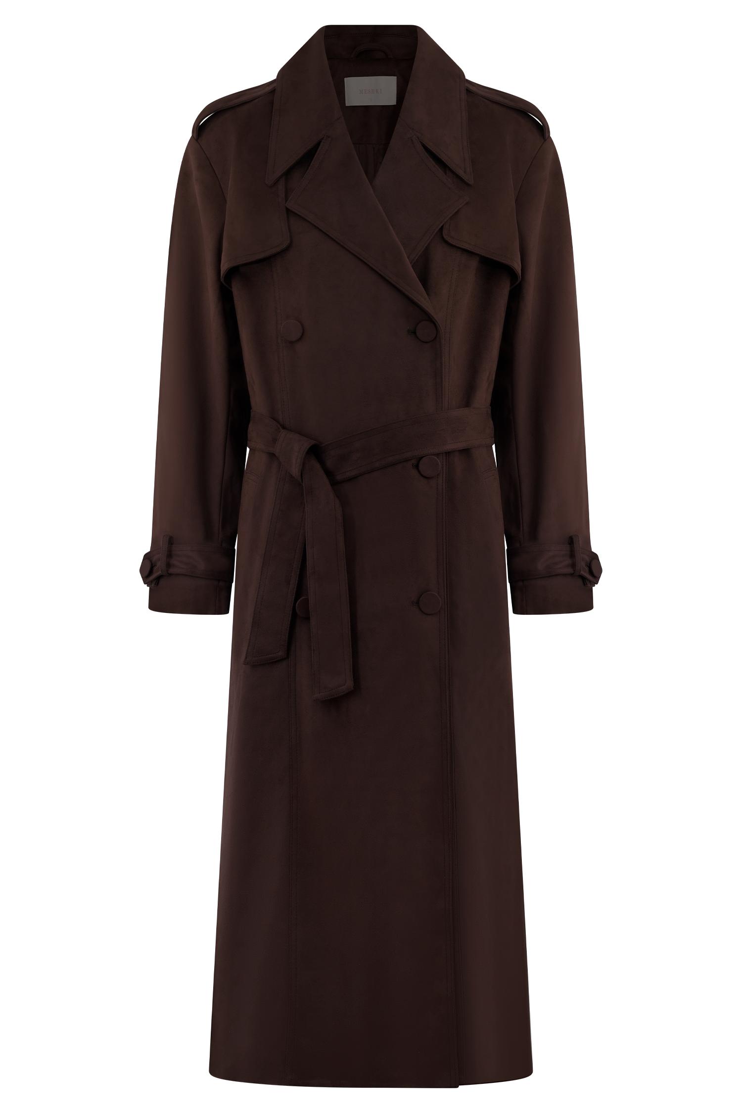 Marc Faux Suede Coat - Cocoa Chocolate Product Image