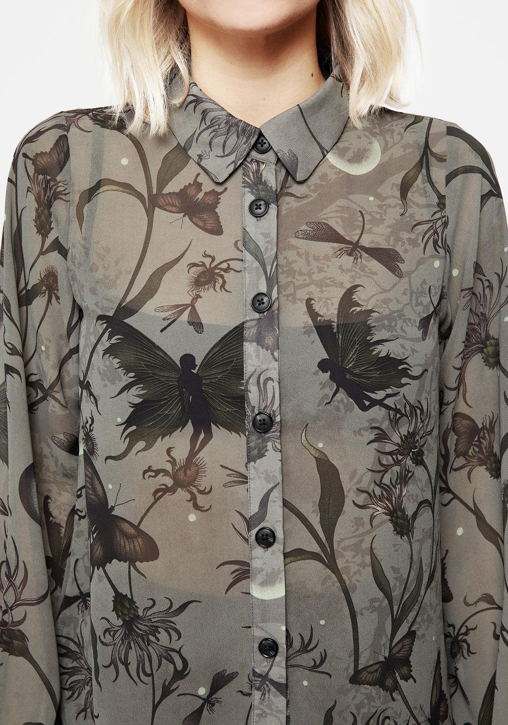Gloriana Floral Print Chiffon Shirt Product Image