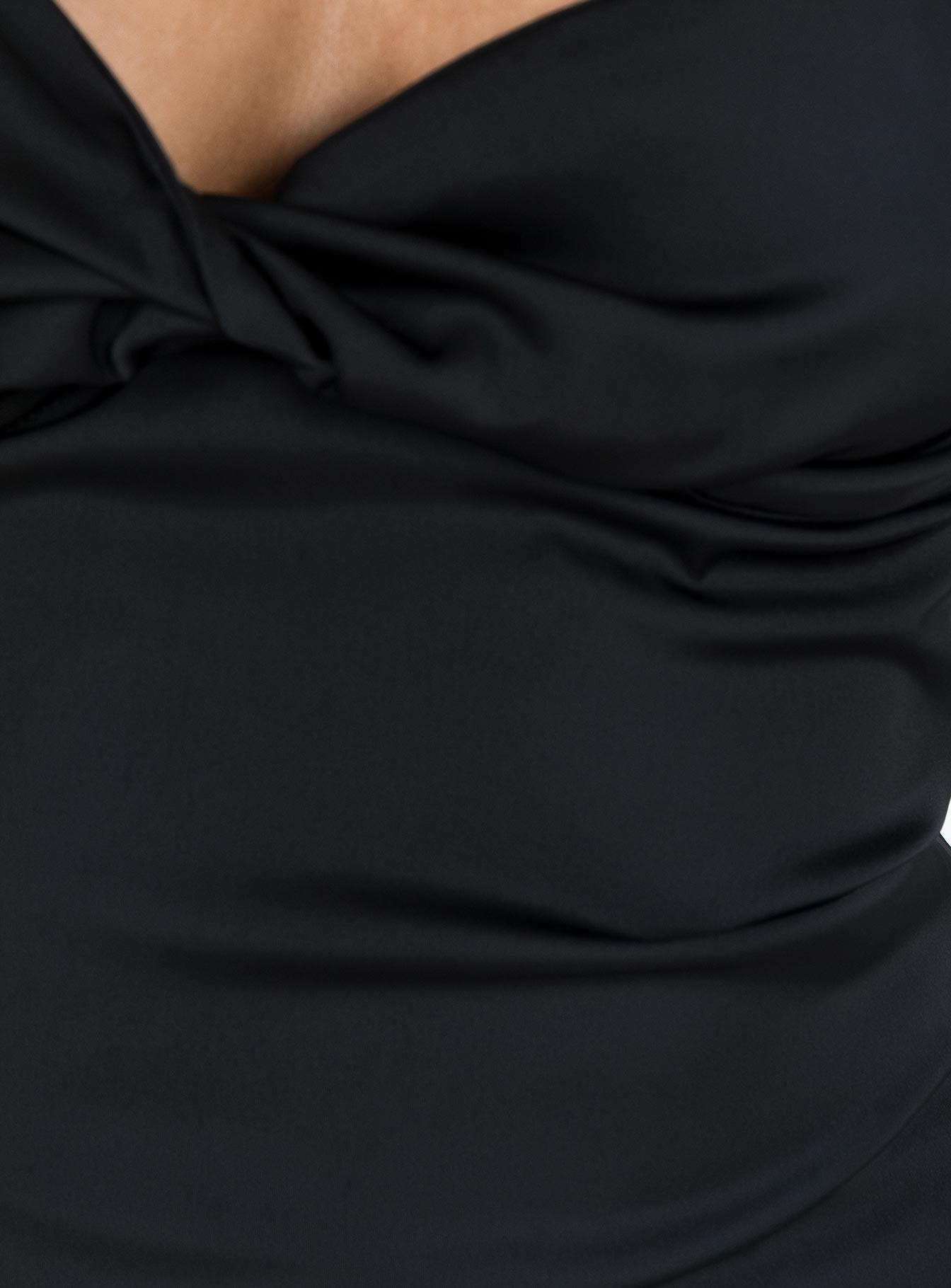 Pavel Long Sleeve Satin Top Black Product Image