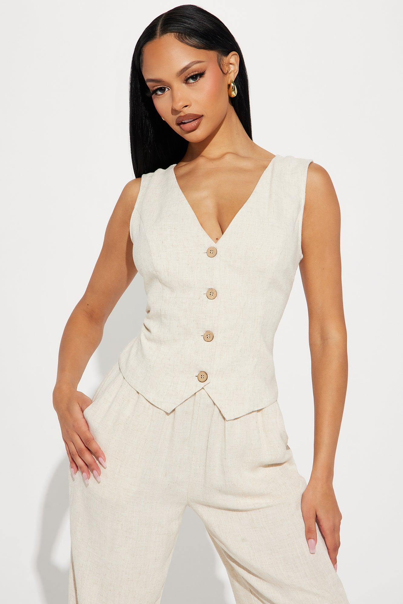 Better Off Linen Pant Set - Khaki Product Image