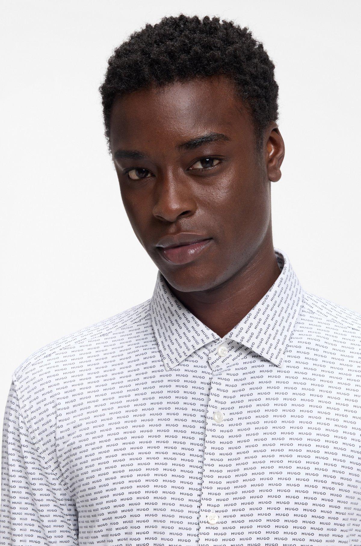 Printed slim-fit shirt in stretch jersey Product Image