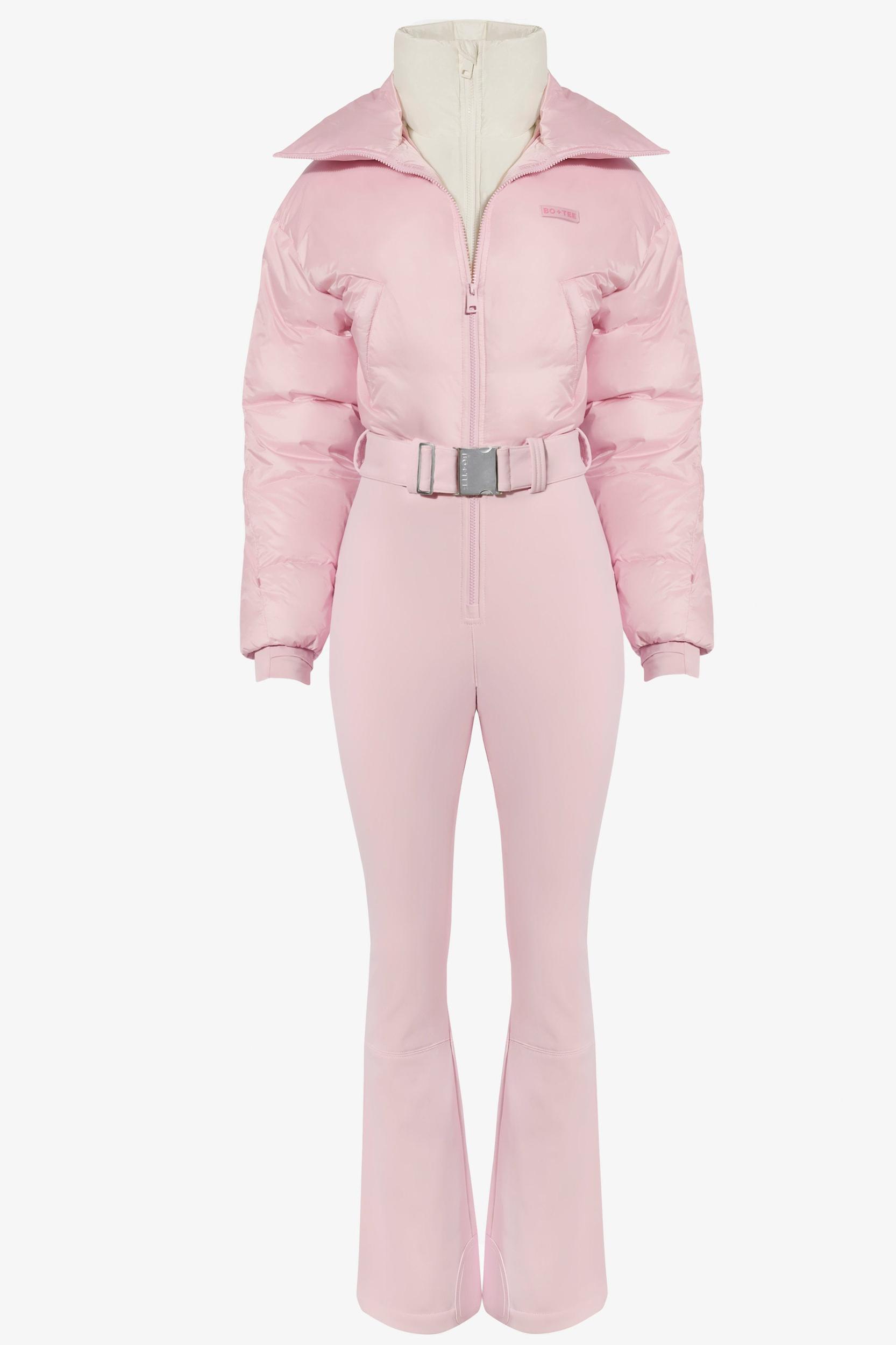 Waterproof Belted Layered Ski Suit in Powder Pink Product Image