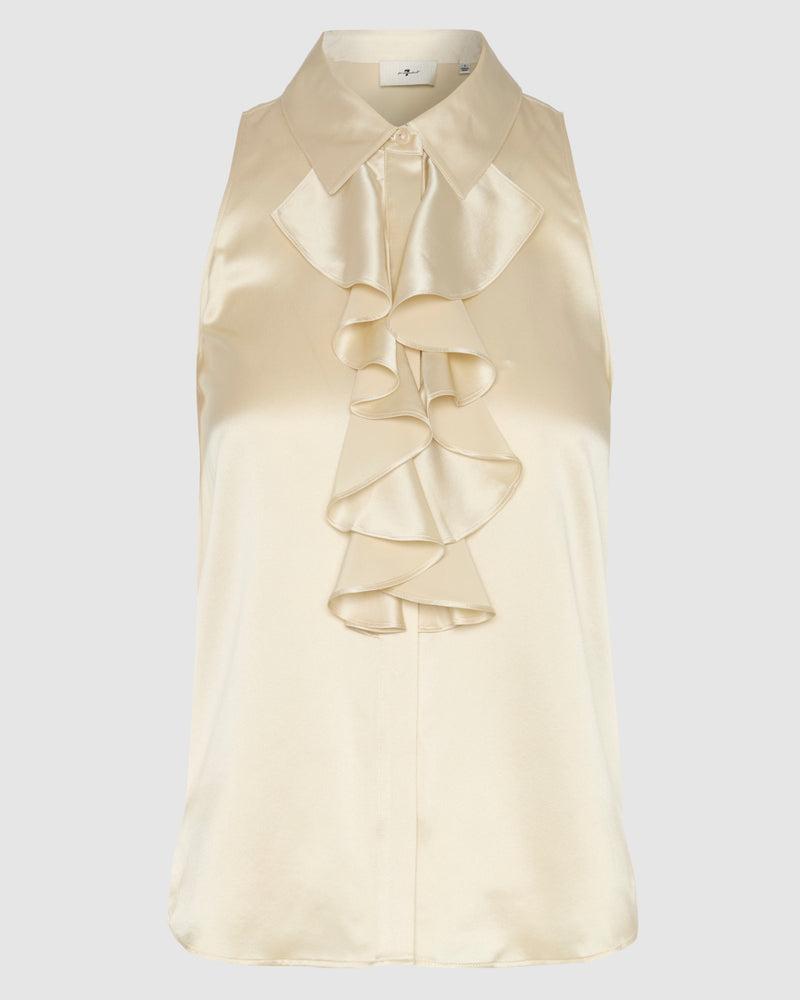 Silk Ruffle Bow Halter Top Product Image