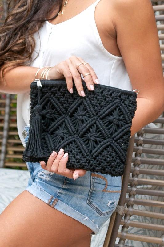 Sweet Takeaway Crochet Tassel Clutch Product Image