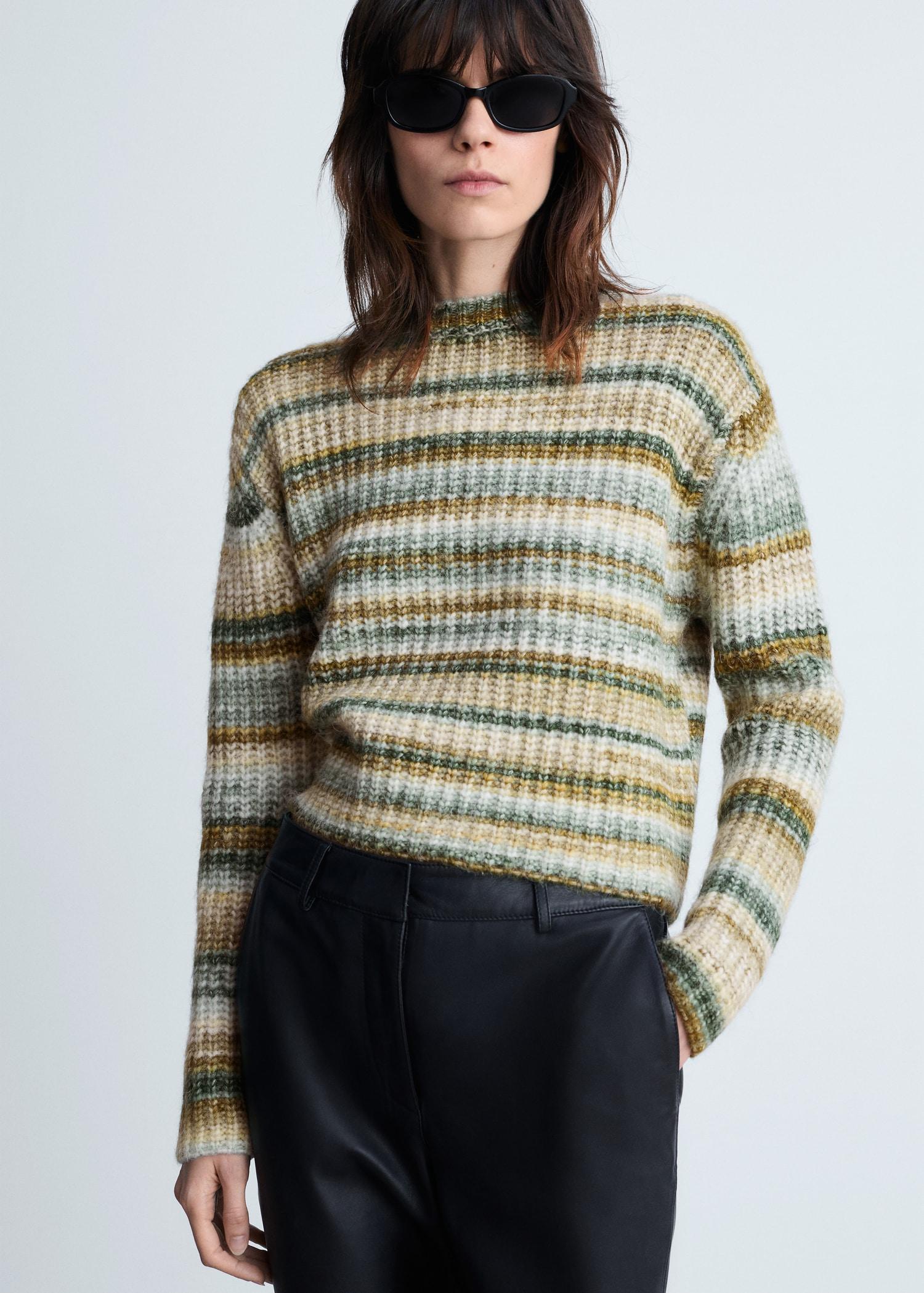 Round-neck striped sweater - Women | MANGO USA Product Image