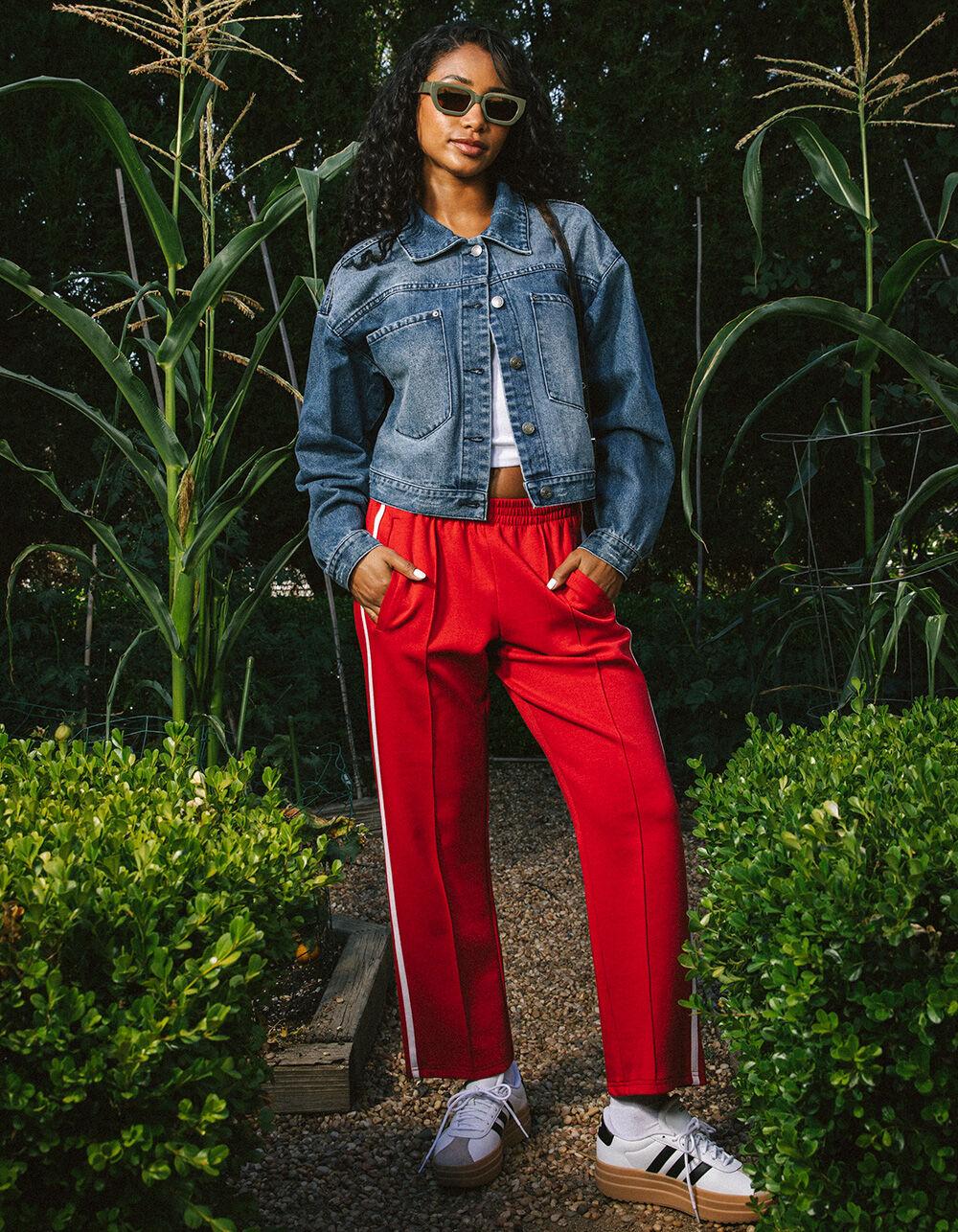 RSQ Womens Low Rise Baggy Track Pants - RED Product Image