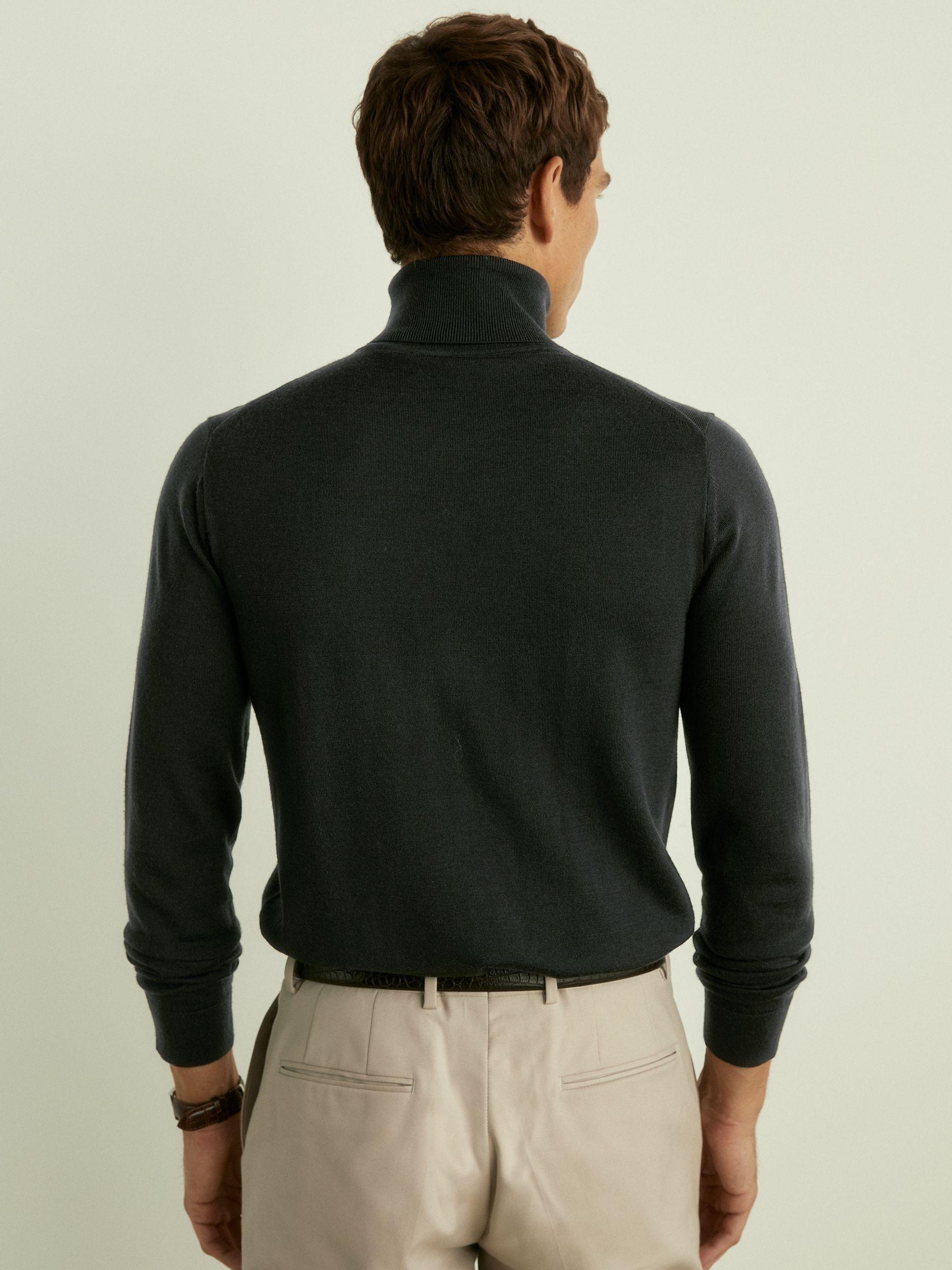 Merino Roll-Neck Jumper in Dark Military Green Product Image