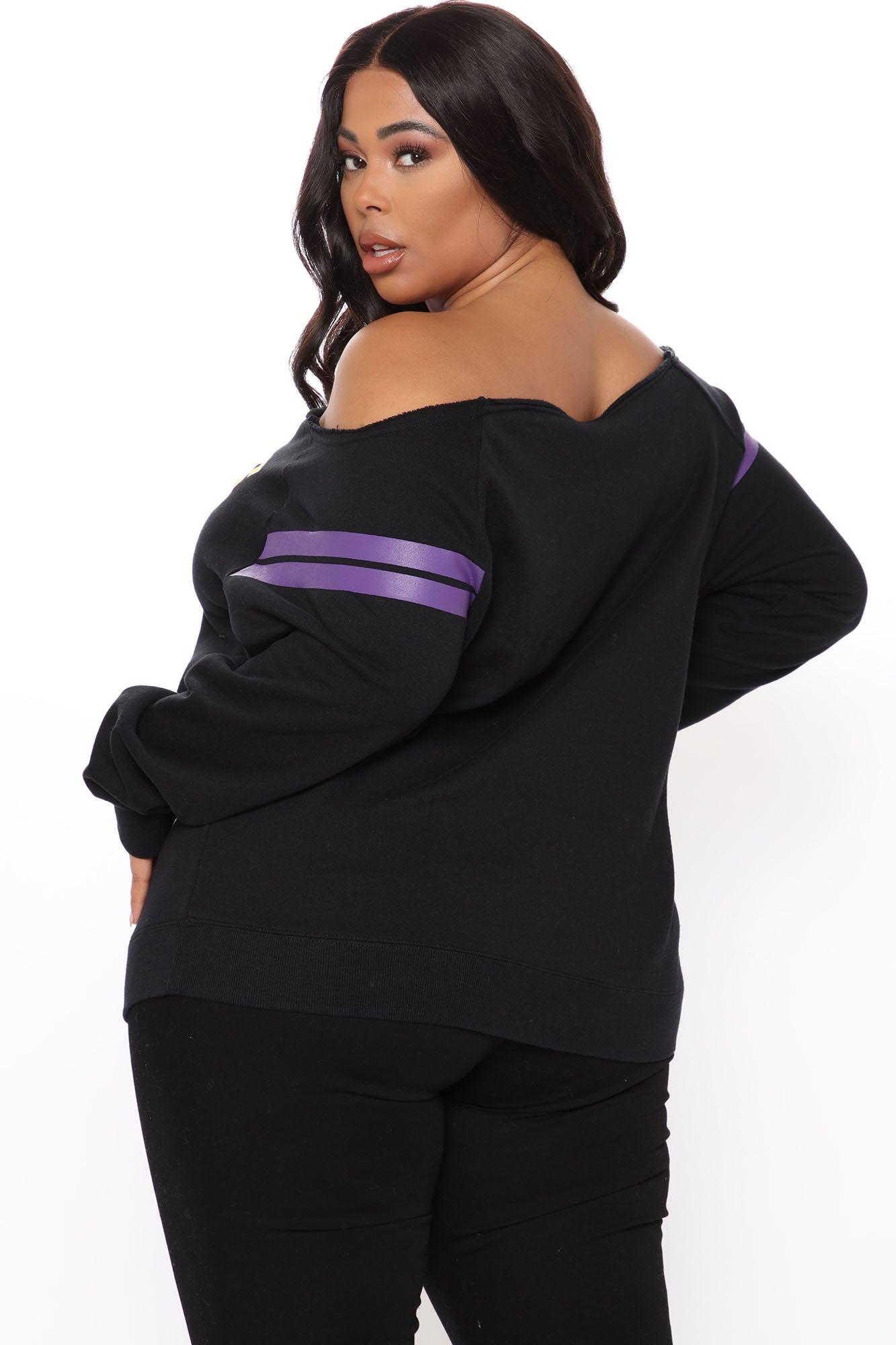 NBA Court Side Seats Off Shoulder Lakers Sweatshirt - Black Product Image