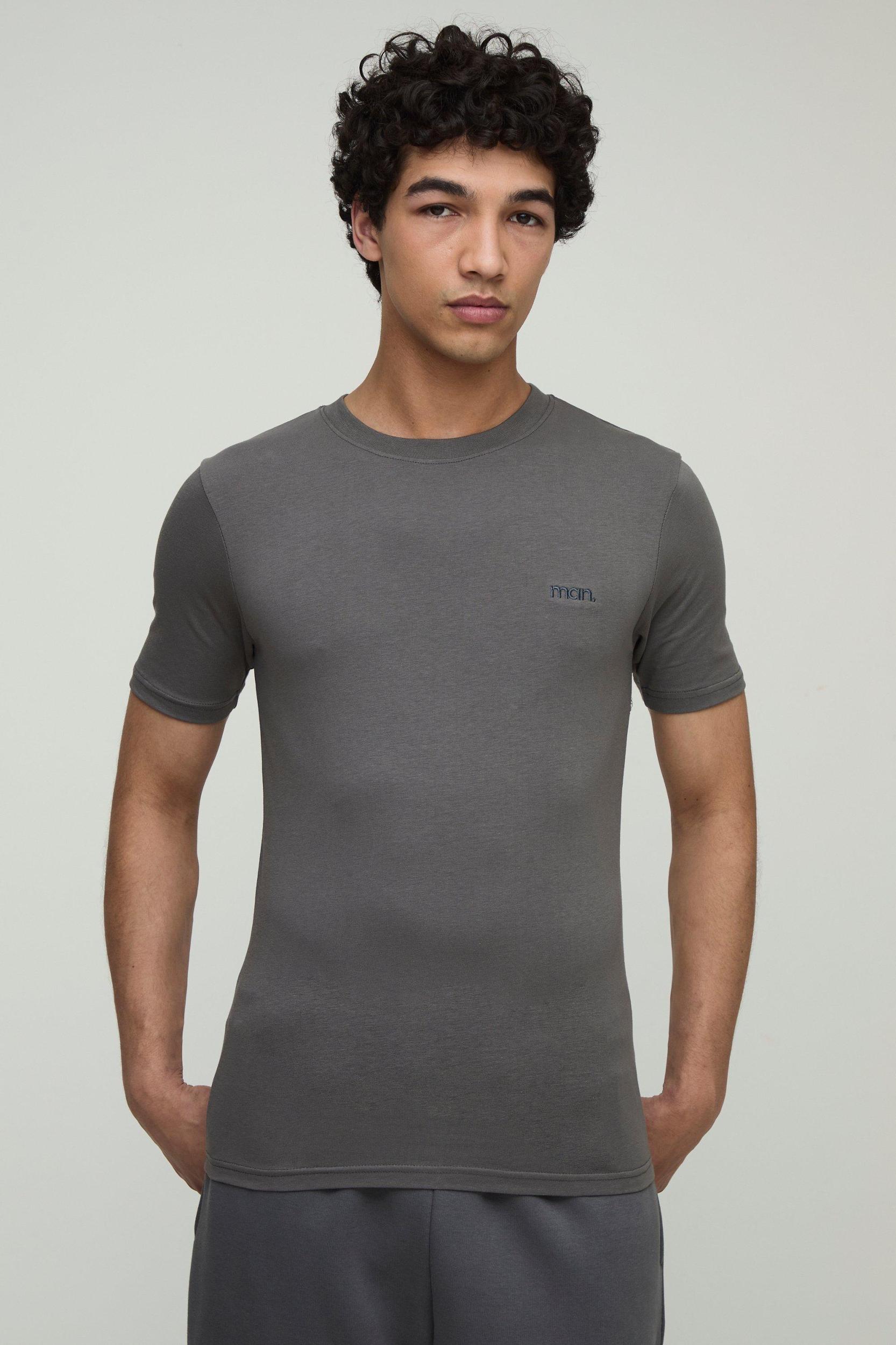 MAN. Basic Muscle Fit Crew Neck T-Shirt | boohooMAN USA Product Image