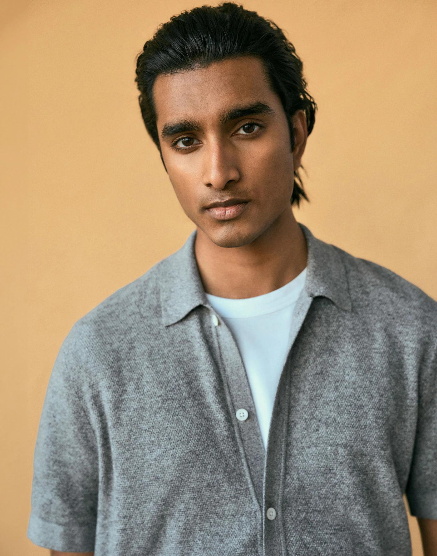 Marled Cotton Button-Up Sweater Polo Product Image