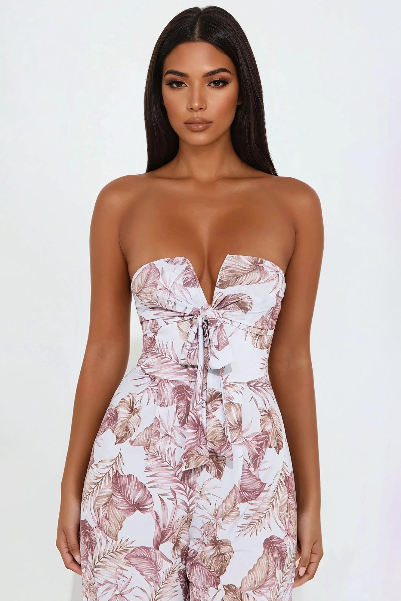 Valerie Strapless Wide Leg Jumpsuit - Brown/combo Product Image