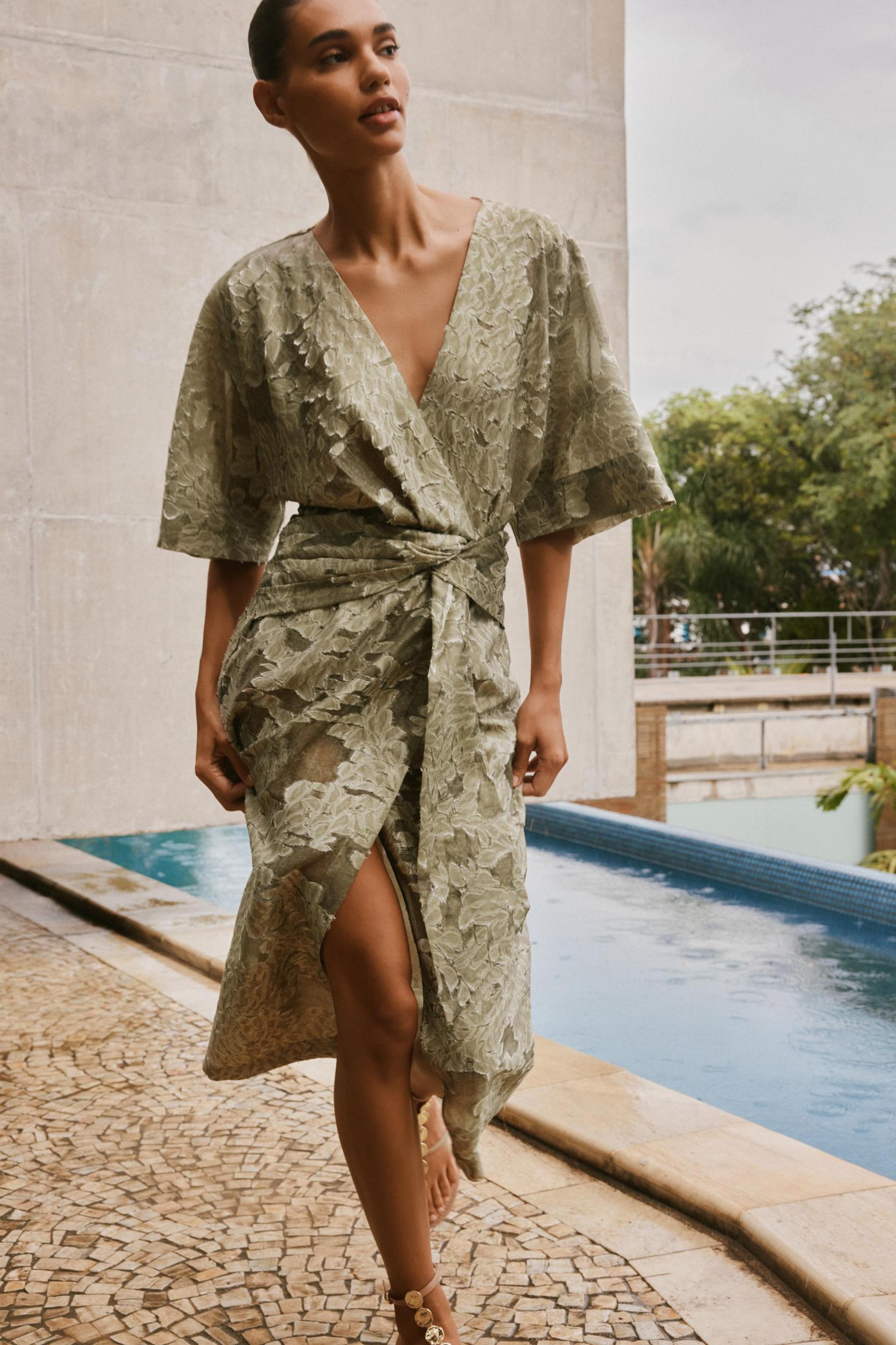 TEXTURED DRAPED DRESS Product Image