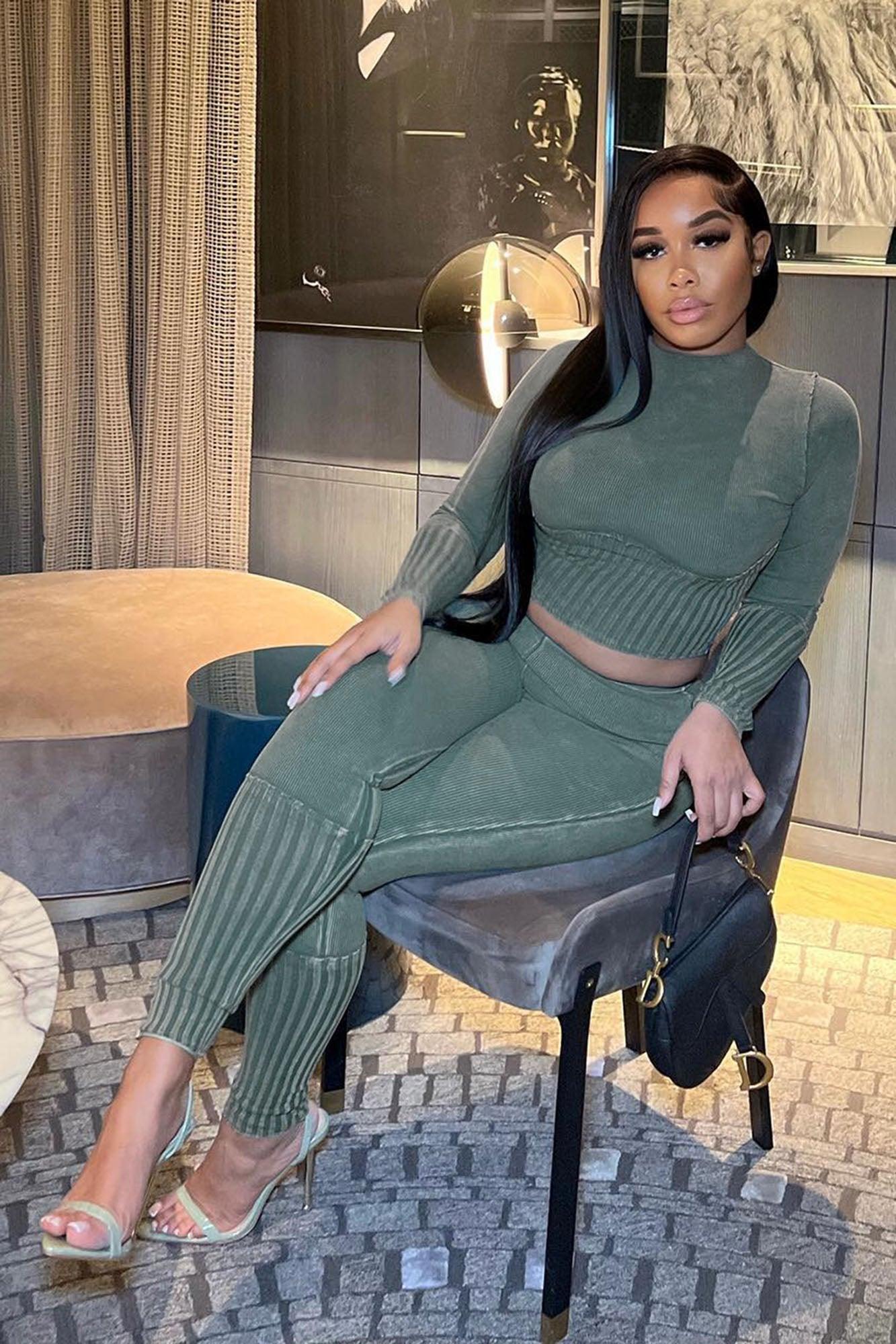 Always Hanging Out Legging Set - Olive Product Image