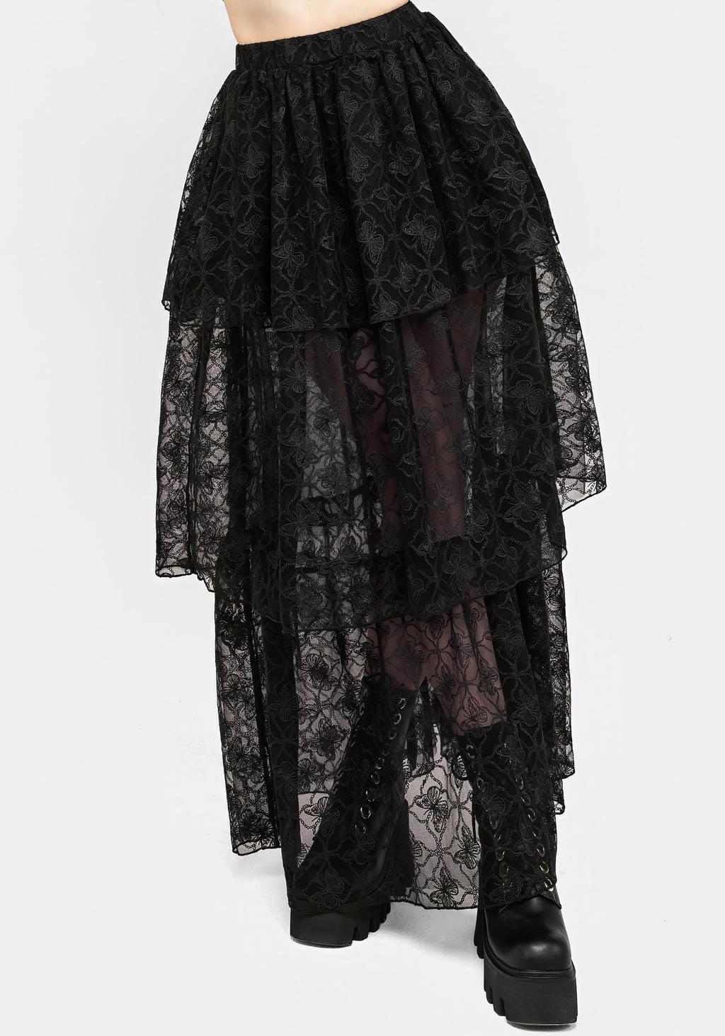 Chrysalis Butterfly Lace Tiered Maxi Skirt Product Image