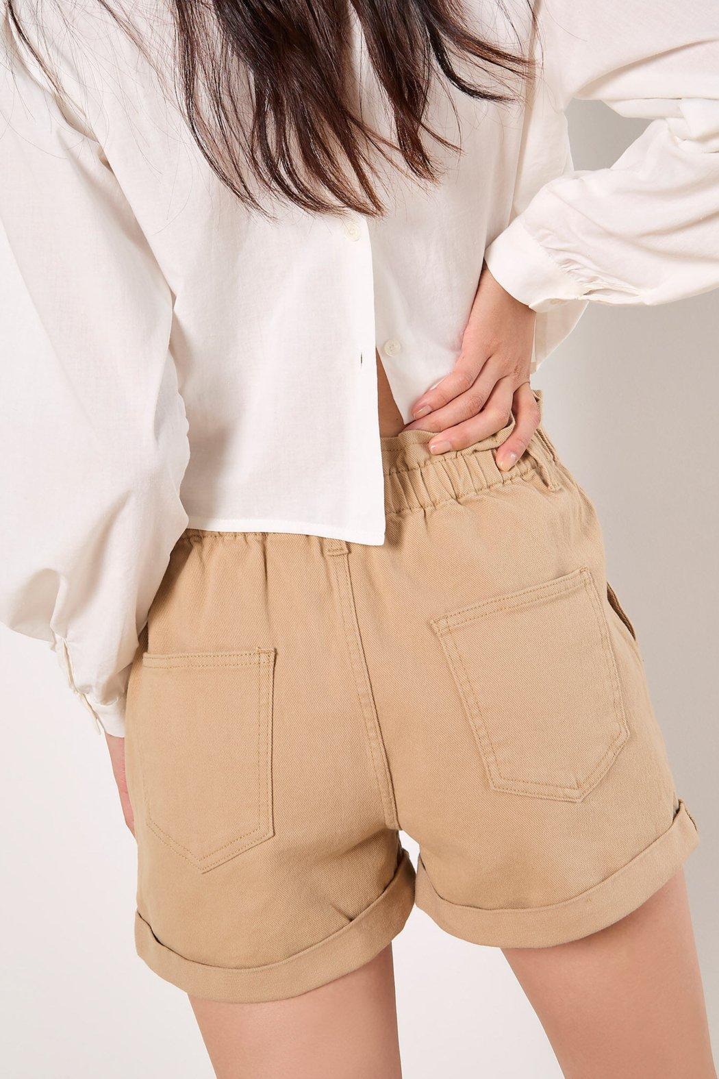 Denim Rouched Waist Shorts Product Image