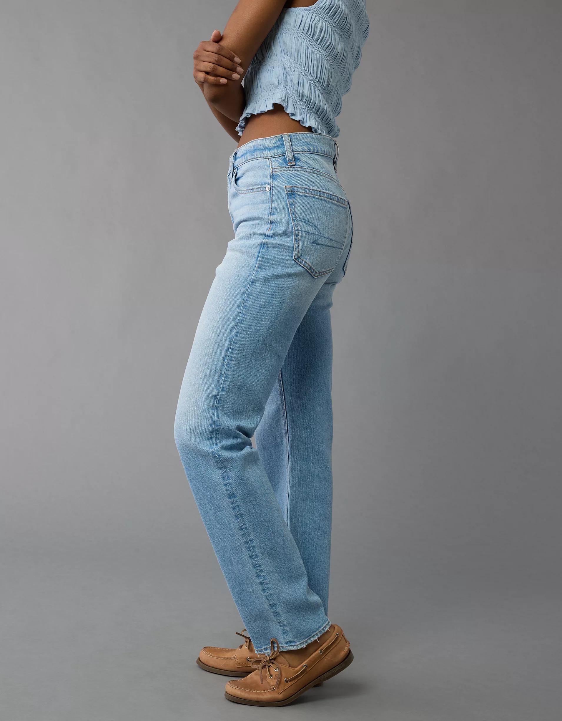 AE Stretch Super High-Waisted Straight Jean Product Image