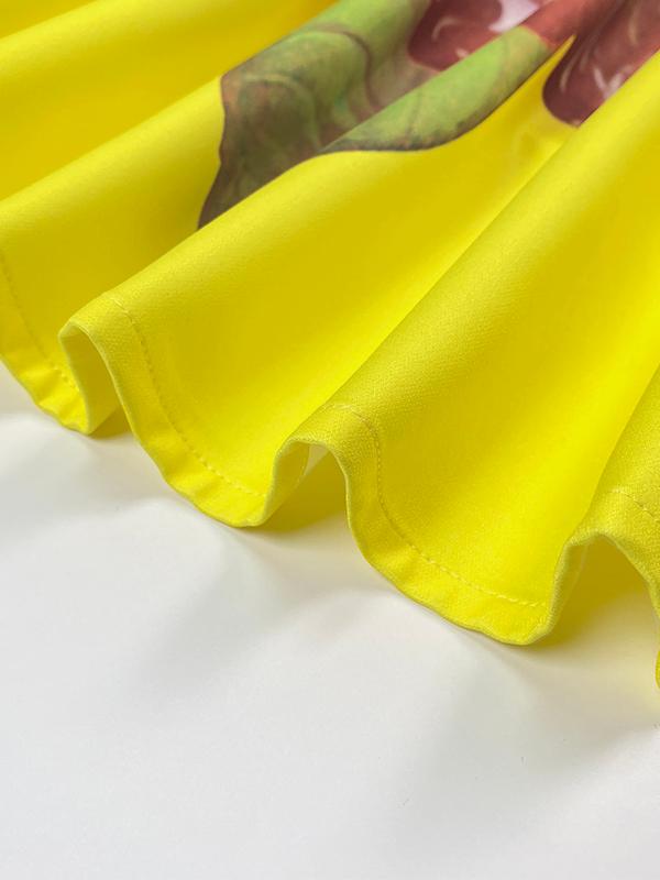 A-Line Sleeveless Flower Print Split-Joint V-Neck Maxi Dresses Product Image