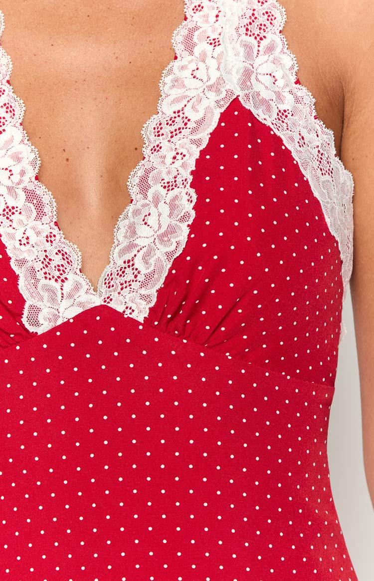 Cassidy Red Polka Dot Mini Dress Product Image
