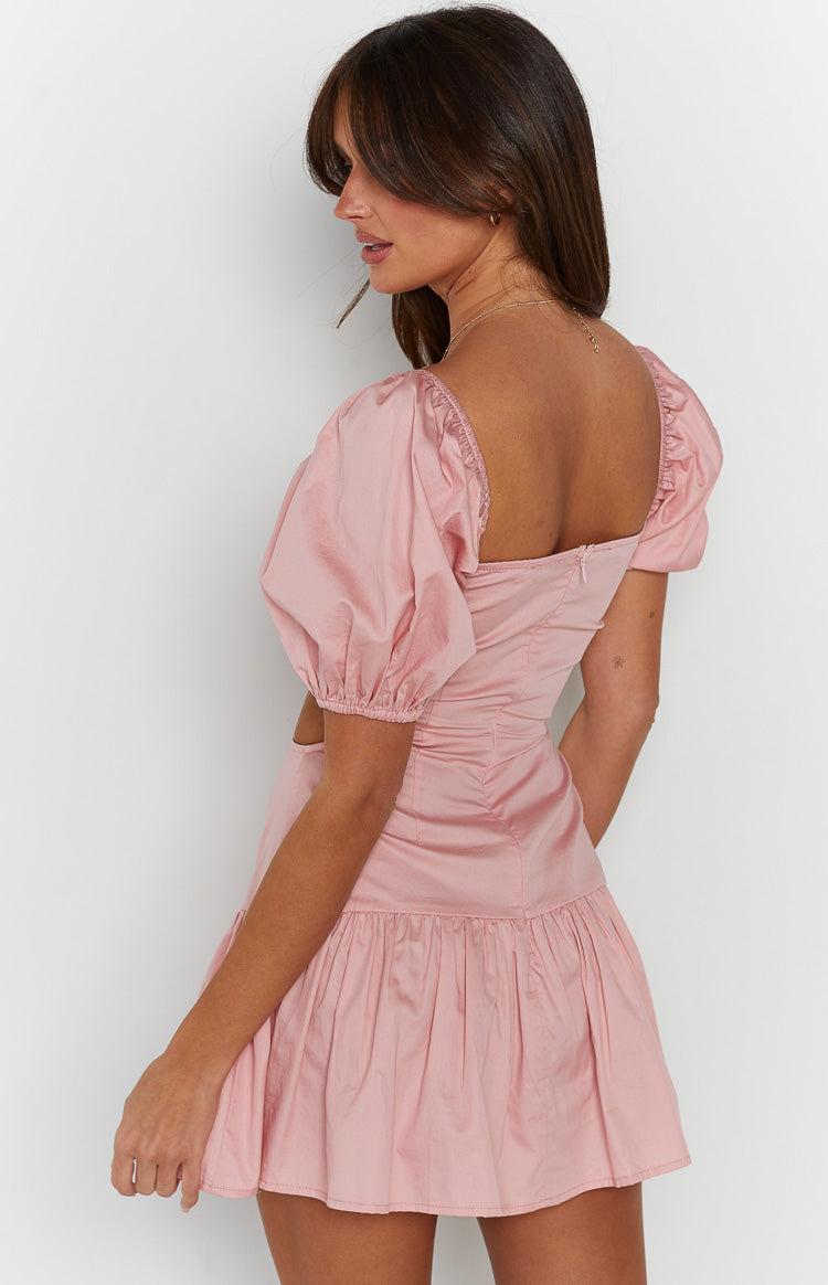 Melea Pink Puff Sleeve Mini Dress Product Image