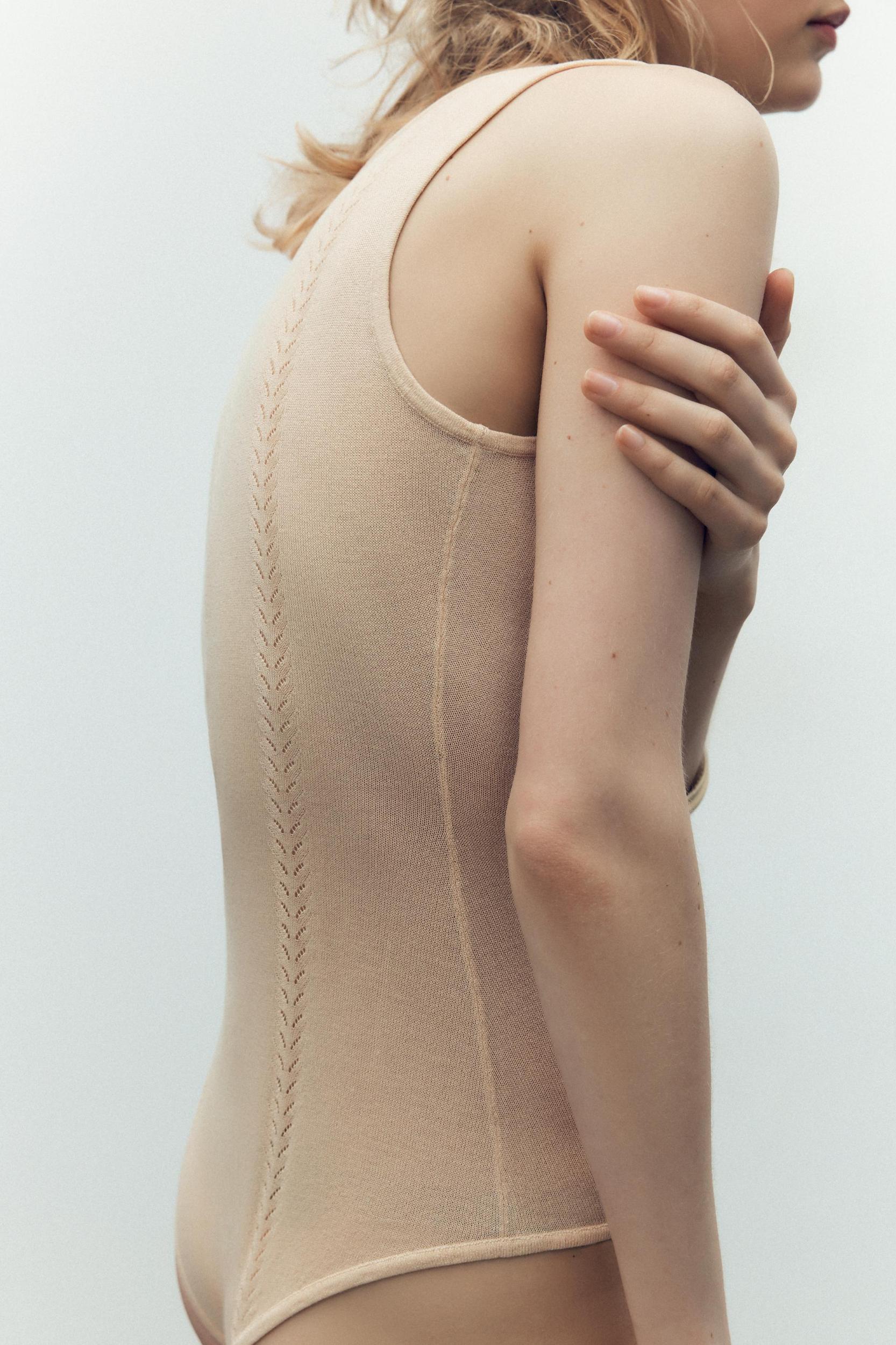 EMBROIDERED KNIT BODYSUIT Product Image