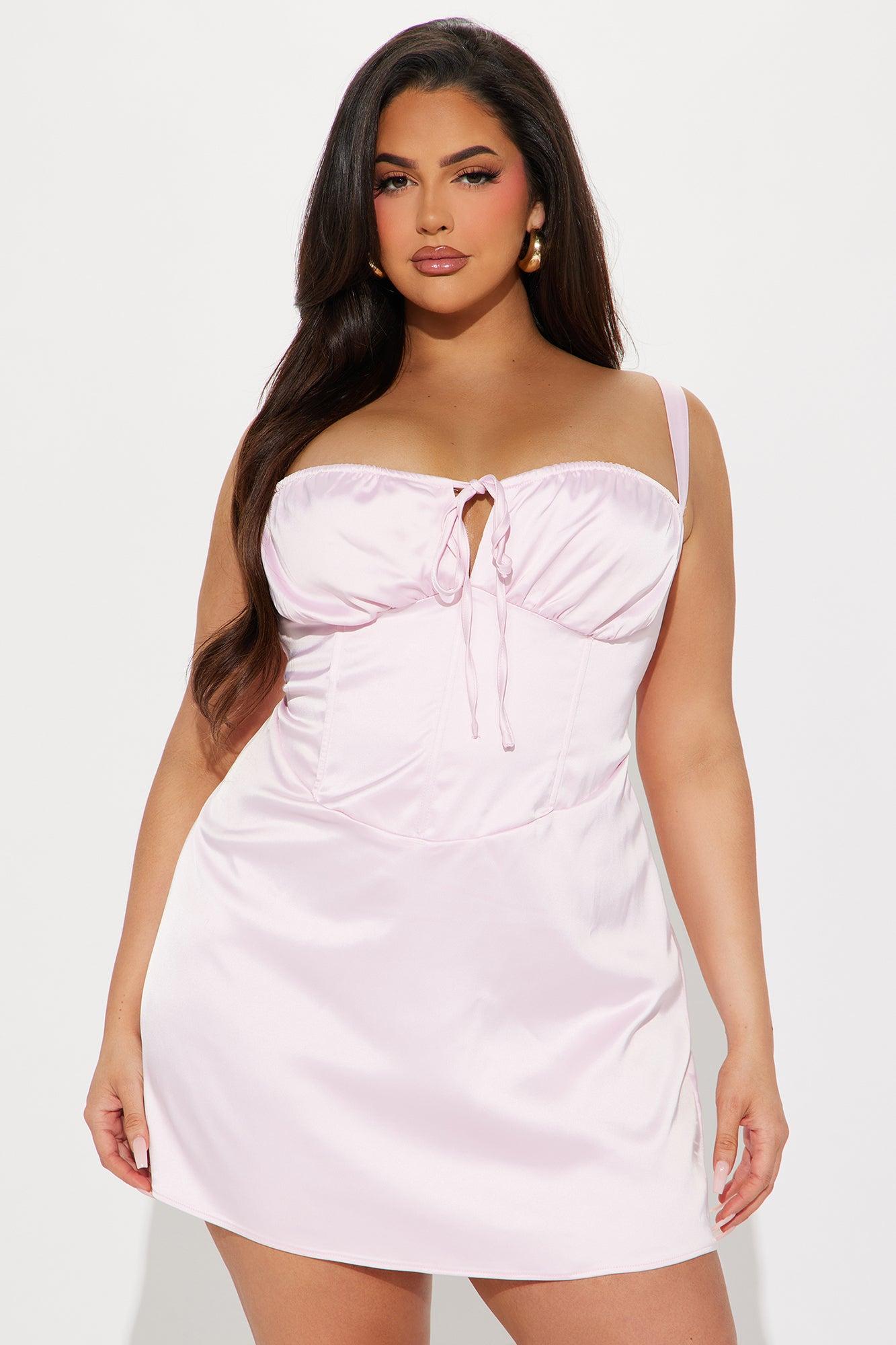 Pink Champagne Satin Mini Dress - Pink Product Image