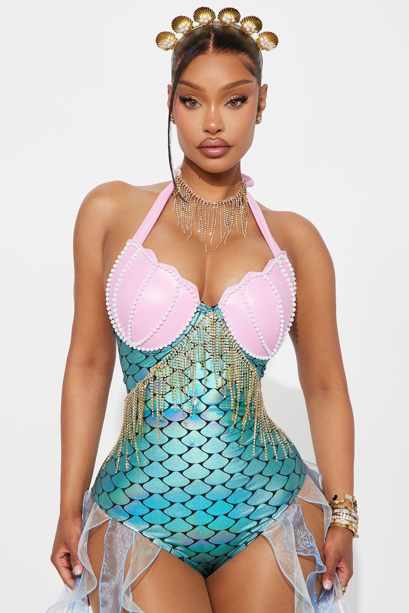 Dreamy Mermaid 3 Piece Costume Set - Blue/combo Female Product Image